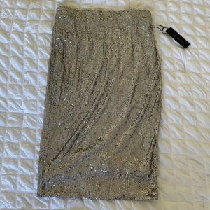 Rachel Zoe silver sequin midi skirt